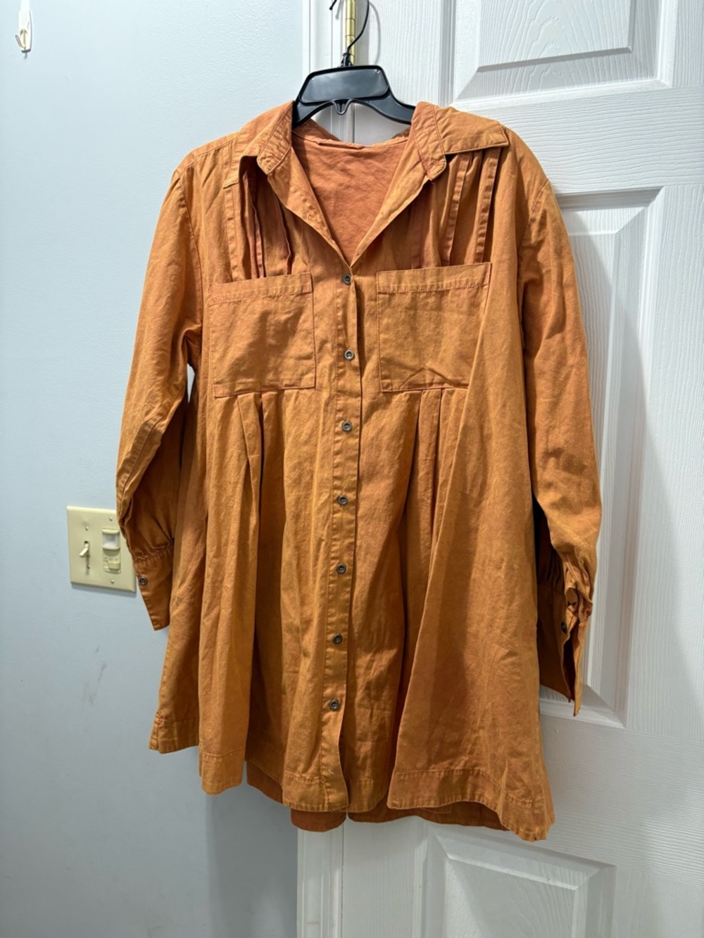 Ces Femme Rust Orange Button Down Swing Dress Size Large